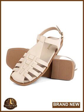 Closed Toe Roman Flat Sandals with Ankle Strap - Lightweight Gladiator Outdoor